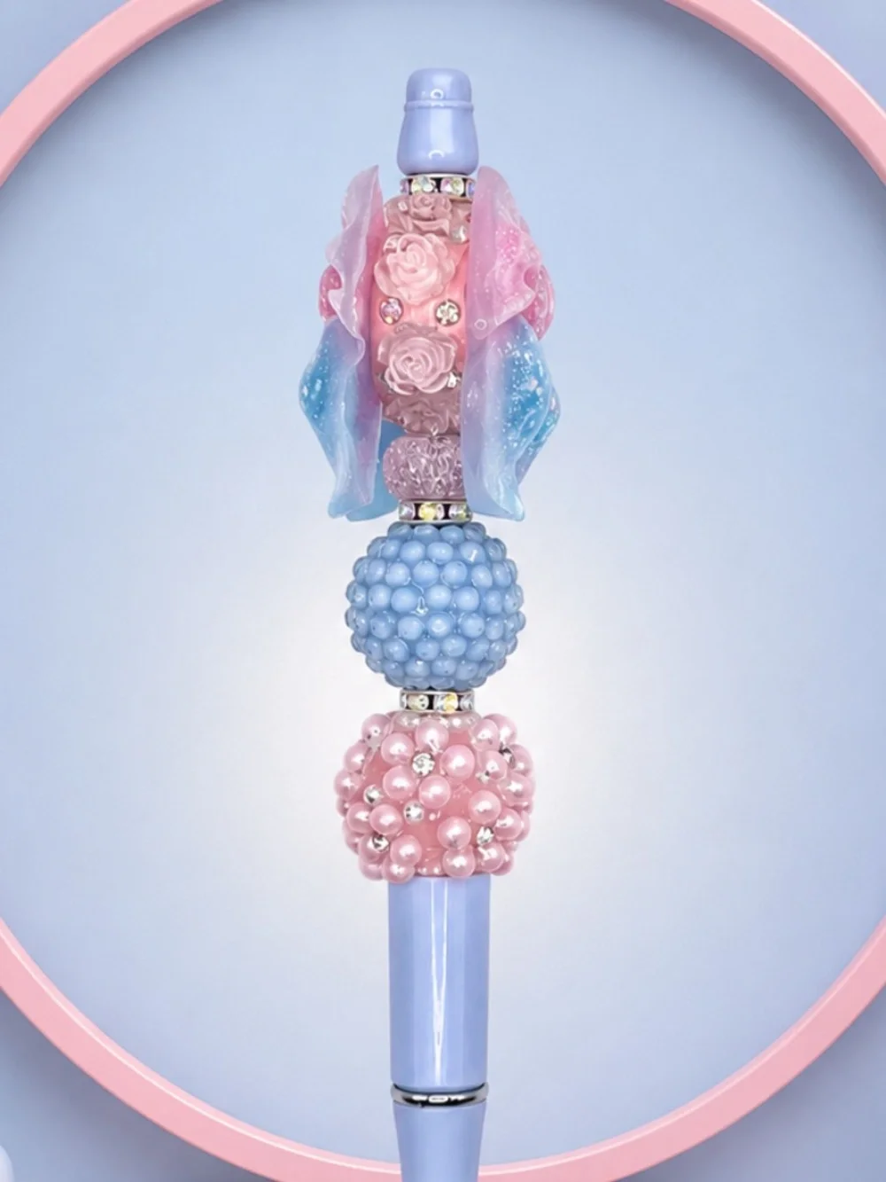 Pastel Bow & Pearl Decorative Beaded Pen